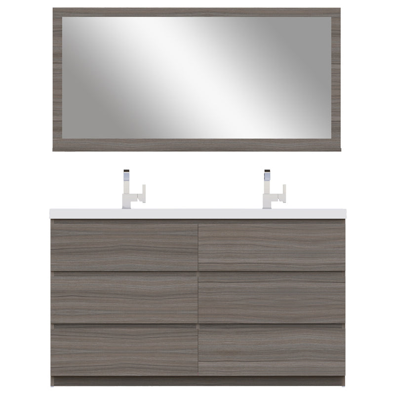 Alya Bath Paterno 60" Double Modern Freestanding Bathroom Vanity Gray AB-MOA60D-G