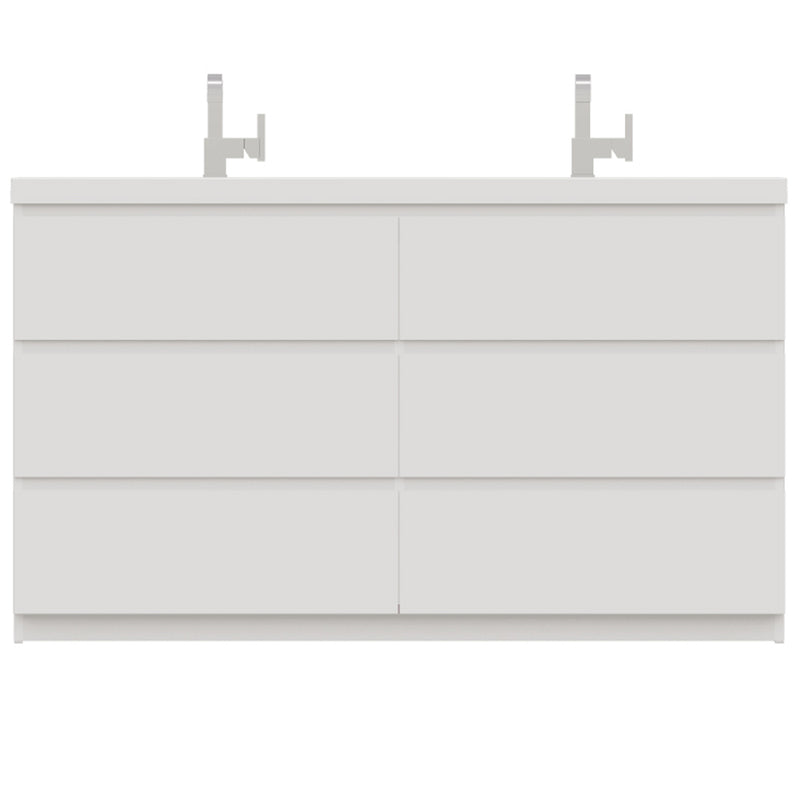 Alya Bath Paterno 60" Double Modern Freestanding Bathroom Vanity White AB-MOA60D-W