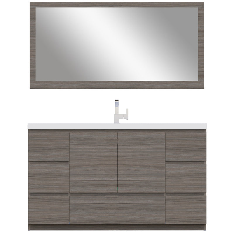 Alya Bath Paterno 60" Single Modern Freestanding Bathroom Vanity Gray AB-MOA60S-G