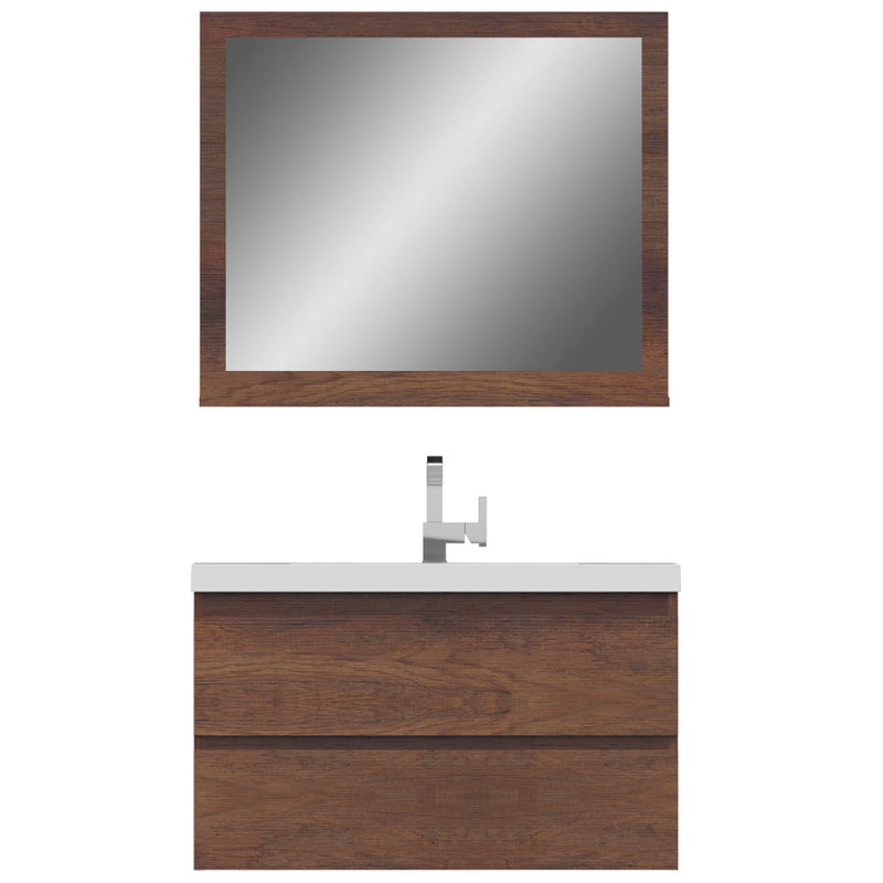 Alya Bath Paterno 36" Modern Wall Mounted Bathroom Vanity Rosewood AB-MOF36-RW