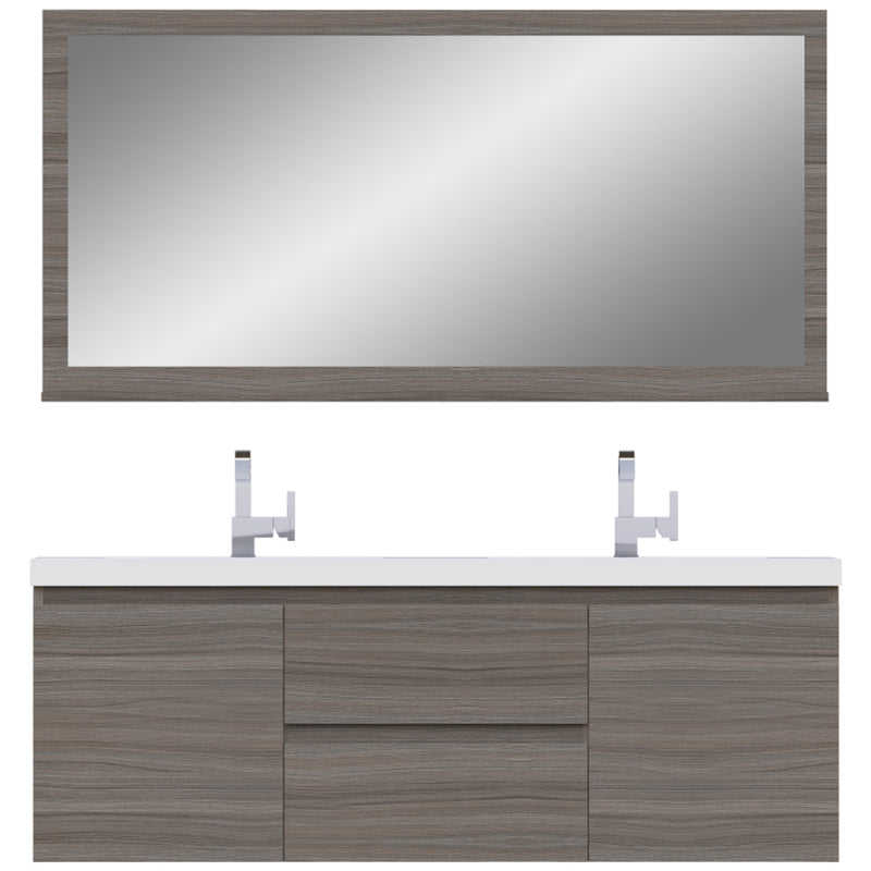 Alya Bath Paterno 60" Double Modern Wall Mounted Bathroom Vanity Gray AB-MOF60D-G