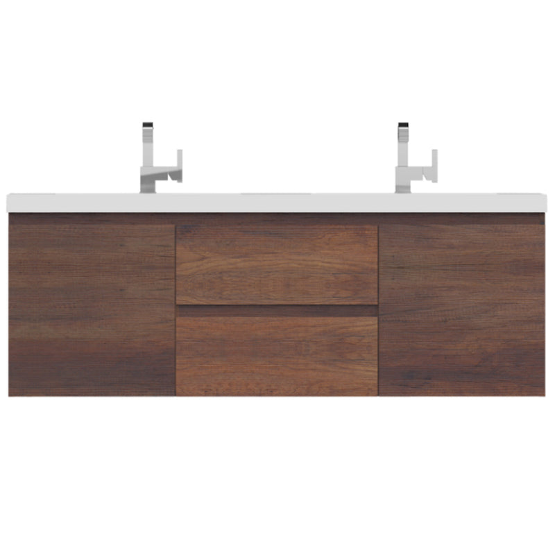 Alya Bath Paterno 60" Double Modern Wall Mounted Bathroom Vanity Rosewood AB-MOF60D-RW