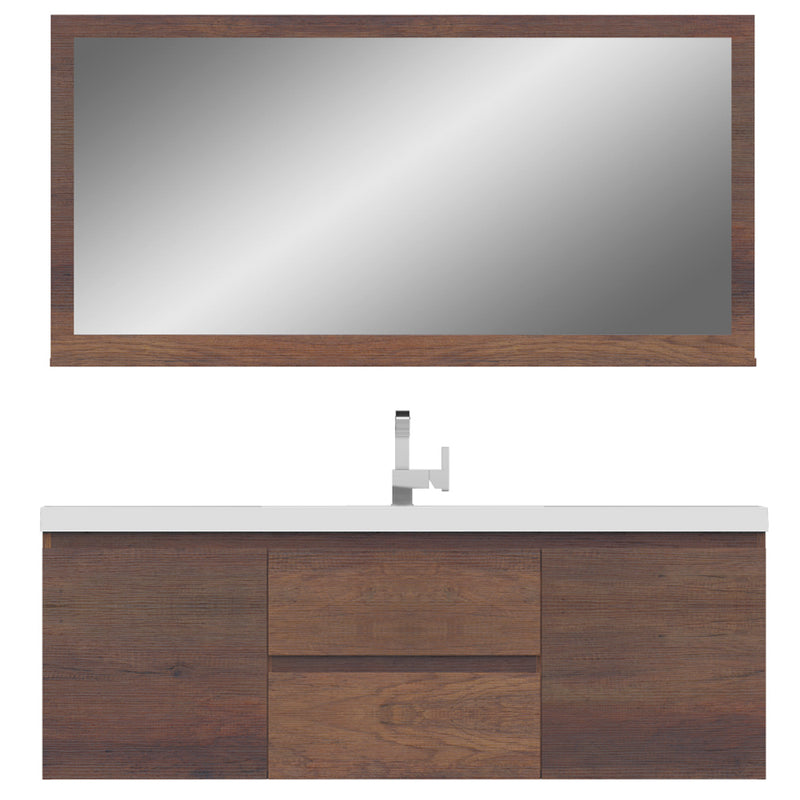 Alya Bath Paterno 60" Single Modern Wall Mounted Bathroom Vanity Rosewood AB-MOF60S-RW