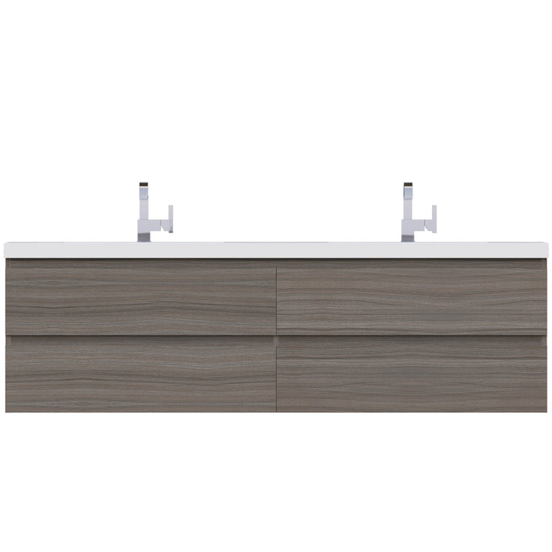 Alya Bath Paterno 72" Modern Wall Mounted Bathroom Vanity Gray AB-MOF72D-G