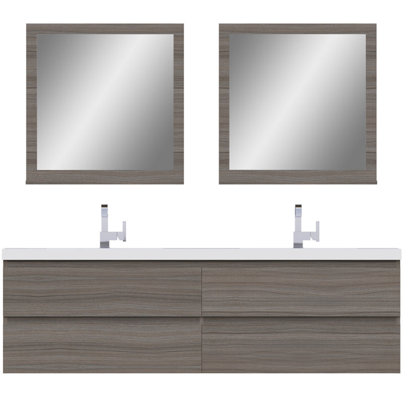 Alya Bath Paterno 72" Modern Wall Mounted Bathroom Vanity Gray AB-MOF72D-G