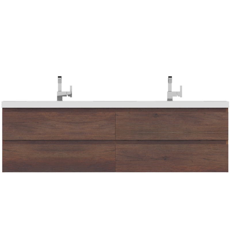 Alya Bath Paterno 72" Modern Wall Mounted Bathroom Vanity Rosewood AB-MOF72D-RW