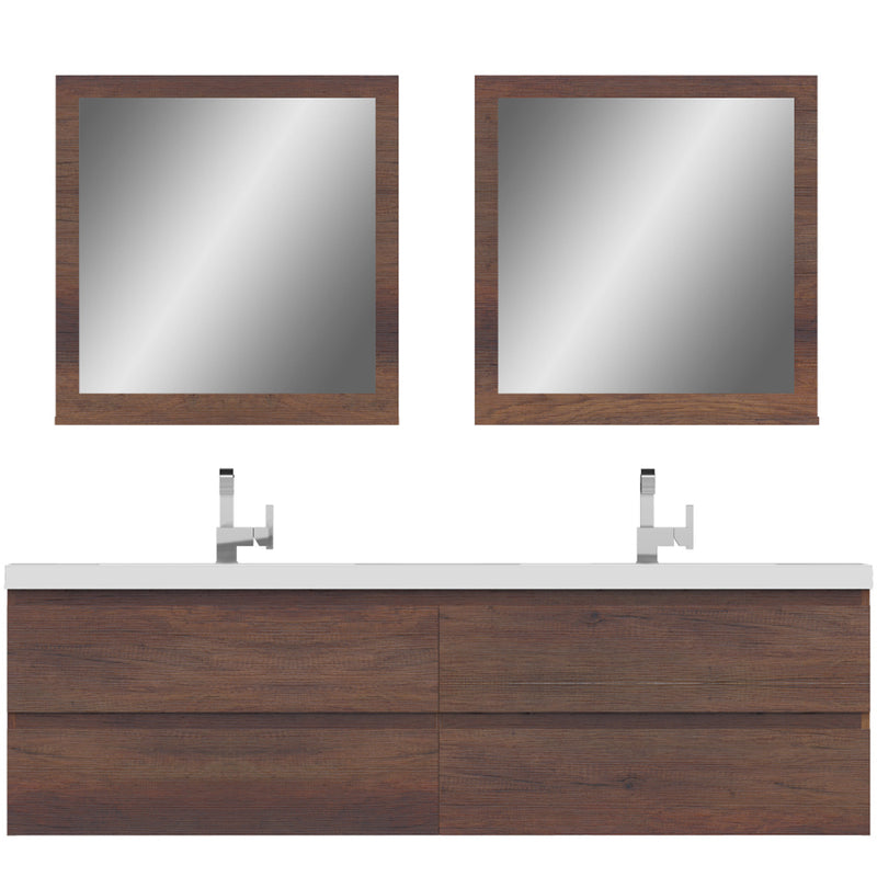 Alya Bath Paterno 72" Modern Wall Mounted Bathroom Vanity Rosewood AB-MOF72D-RW