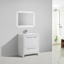 Alma Vanity Allier 30" High Gloss White Modern Vanity with Integrated Countertop with Sink