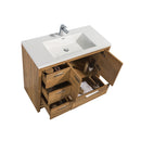 Alma Vanity Allier 42" Natural Wood Finish Vanity with Integrated Sink and Left Side Drawers