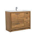 Alma Vanity Allier 42" Natural Wood Finish with Integrated Sink and Right Side Drawers