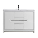 Alma Vanity Allier 48" High Glossy White Modern Vanity with Integrated Countertop with Sink