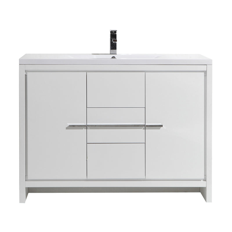 Alma Vanity Allier 48" High Glossy White Modern Vanity with Integrated Countertop with Sink