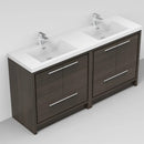 Alma Vanity Allier 72" Dark Gray Oak Vanity with White Sink