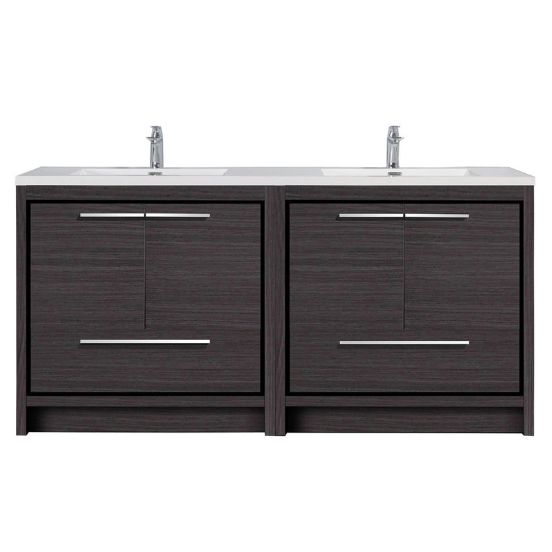 Alma Vanity Allier 72" Dark Gray Oak Vanity with White Sink