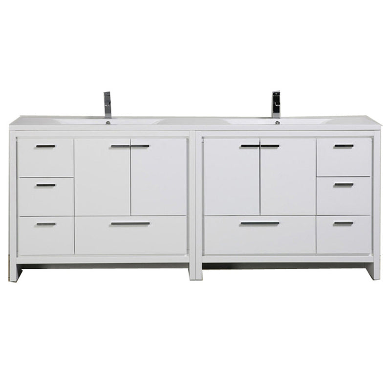 Alma Vanity Allier 84" High Gloss White Vanity with Integrated Countertop with Sink