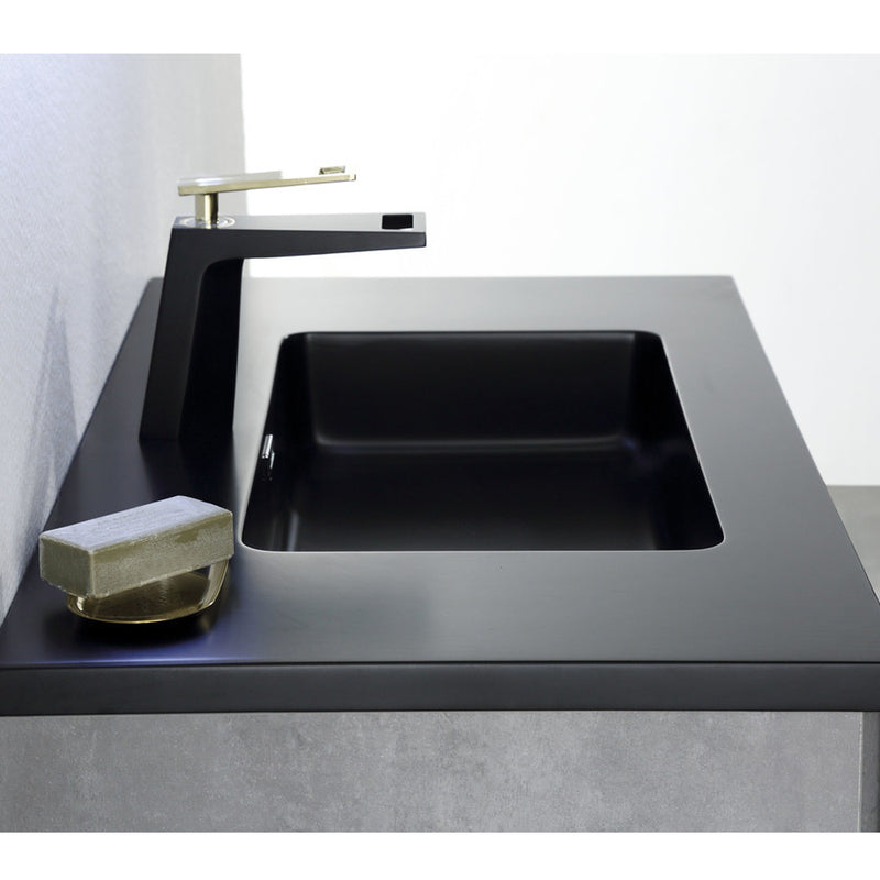 Alma Vanity Edi 30" Cement Gray Wall Mount Vanity with Black Countertop