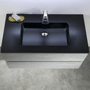 Alma Vanity Edi 30" Cement Gray Wall Mount Vanity with Black Countertop