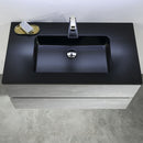 Alma Vanity Edi 36" Cement Gray Wall Mount Vanity with Black Countertop