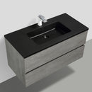 Alma Vanity Edi 40" Cement Gray Wall Mount Vanity with Black Countertop