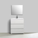 Alma Vanity Edison 30" Gloss White Modern Bathroom Vanity with 3 Drawers and Acrylic Sink