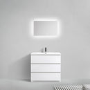 Alma Vanity Edison 36" Gloss White Modern Bathroom Vanity with 3 Drawers and Acrylic Sink