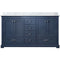 Lexora Dukes 60" W x 22" D Navy Blue Double Bath Vanity and Carrara Marble Top