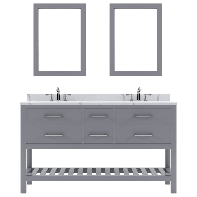 Modern Fittings Caroline Estate 60" Double Bath Vanity with Calacatta Quartz Top and Round Sinks