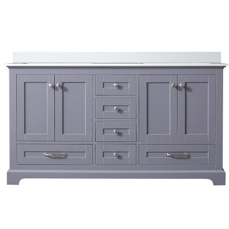 Lexora Dukes 60" W x 22" D Dark Grey Double Bath Vanity and Carrara Marble Top