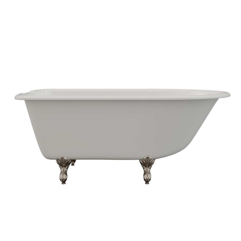 Cambridge Plumbing Cast Iron Rolled Rim Clawfoot Tub 55"x30", 7" Drillings and BN Feet