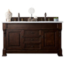 James Martin Brookfield 60" Burnished Mahogany Double Vanity with 3 cm Arctic Fall Solid Surface Top 147-114-5661-3AF