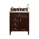 James Martin Brittany 30" Single Vanity Burnished Mahogany with 3 cm Carrara Marble Top 650-V30-BNM-3CAR