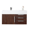 James Martin Mercer Island 36" Single Vanity Coffee Oak with Glossy White Composite Top 389-V36-CFO-A-GW