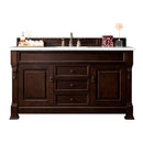 James Martin Brookfield 60" Burnished Mahogany Single Vanity with 3 cm Carrara Marble Top 147-114-5361-3CAR