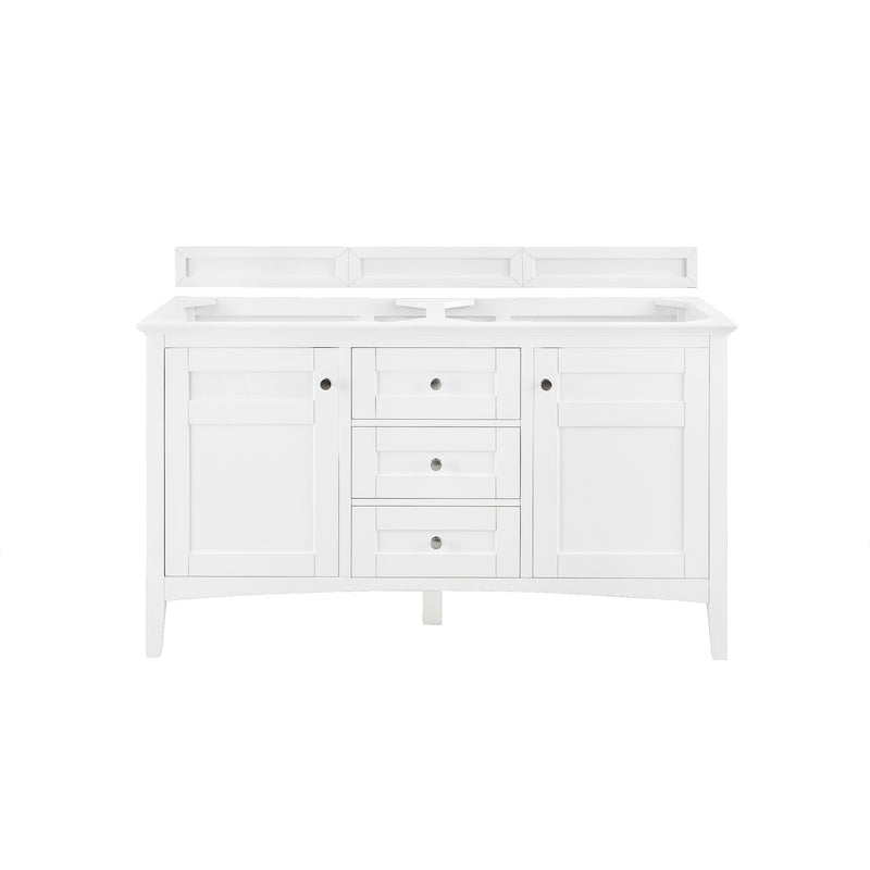 James Martin Palisades 60" Double Vanity Bright White with 3 cm Gray Expo Quartz Top 527-V60D-BW-3GEX