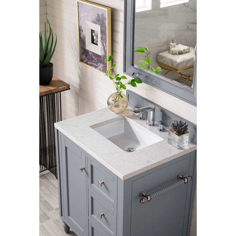 James Martin Copper Cove Encore 30" Single Vanity Silver Gray with 3 cm Eternal Jasmine Pearl Quartz Top 301-V30-SL-3EJP