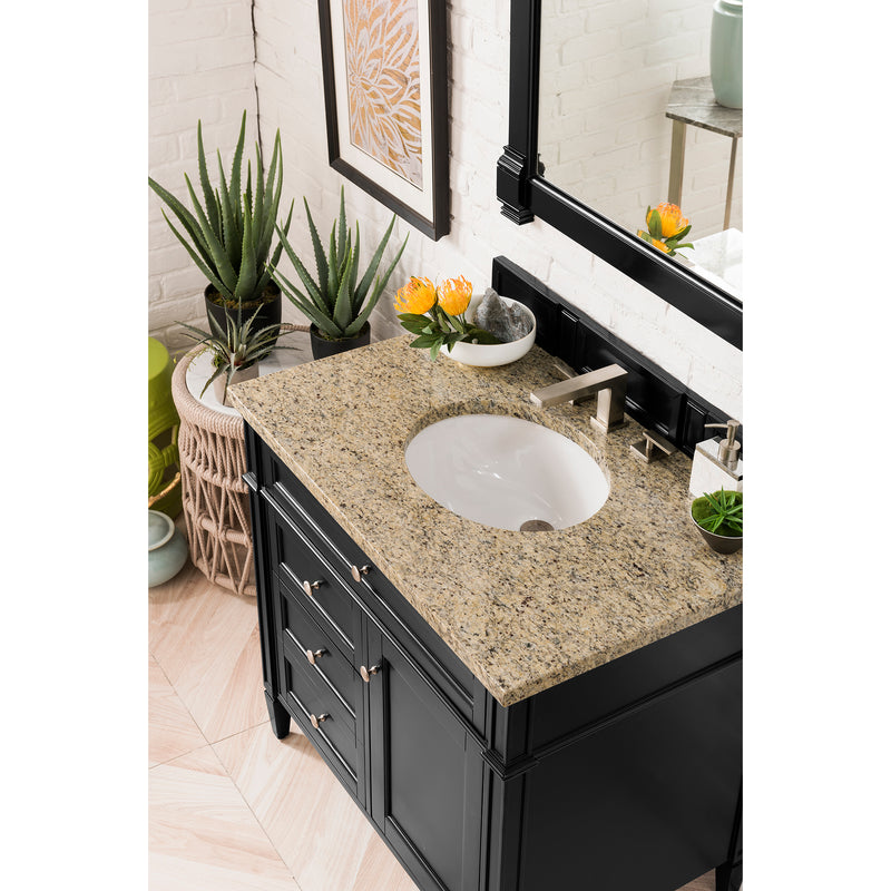 James Martin Brittany 36" Black Onyx Single Vanity with 3 cm Santa Cecilia Top 650-V36-BKO-3ODSC