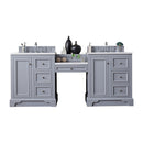 James Martin De Soto 82" Double Vanity Set Silver Gray with Makeup Table 3 cm Arctic Fall Solid Surface Top 825-V82-SL-DU-AF