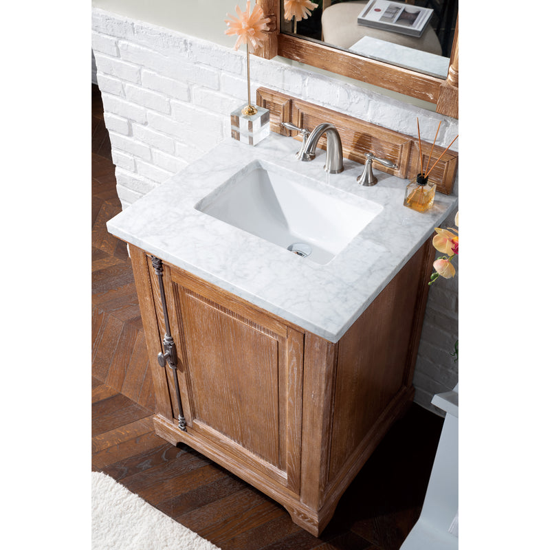 James Martin Providence 26" Driftwood Single Vanity with 3 cm Carrara Marble Top 238-105-V26-DRF-3CAR