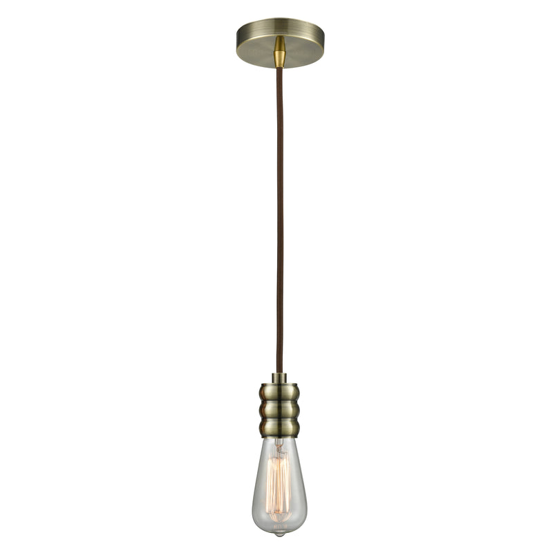 Bare Bulb Mini Pendant shown in the Antique Brass finish