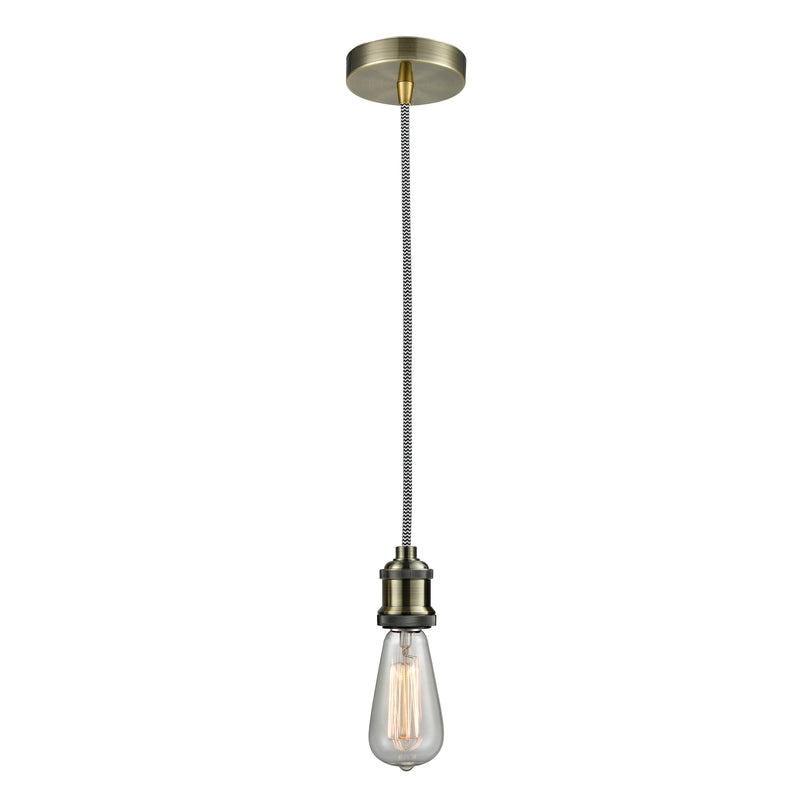 Bare Bulb Mini Pendant shown in the Antique Brass finish