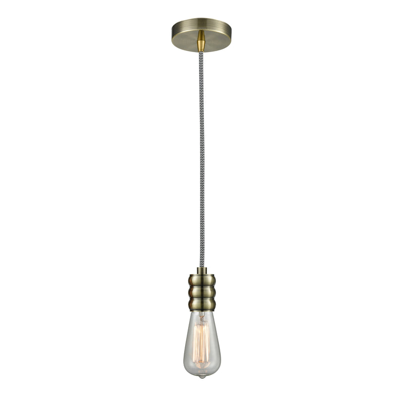 Bare Bulb Mini Pendant shown in the Antique Brass finish