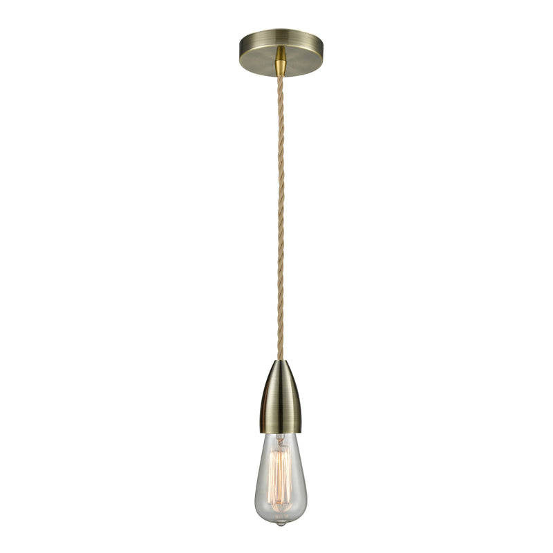 Bare Bulb Mini Pendant shown in the Antique Brass finish