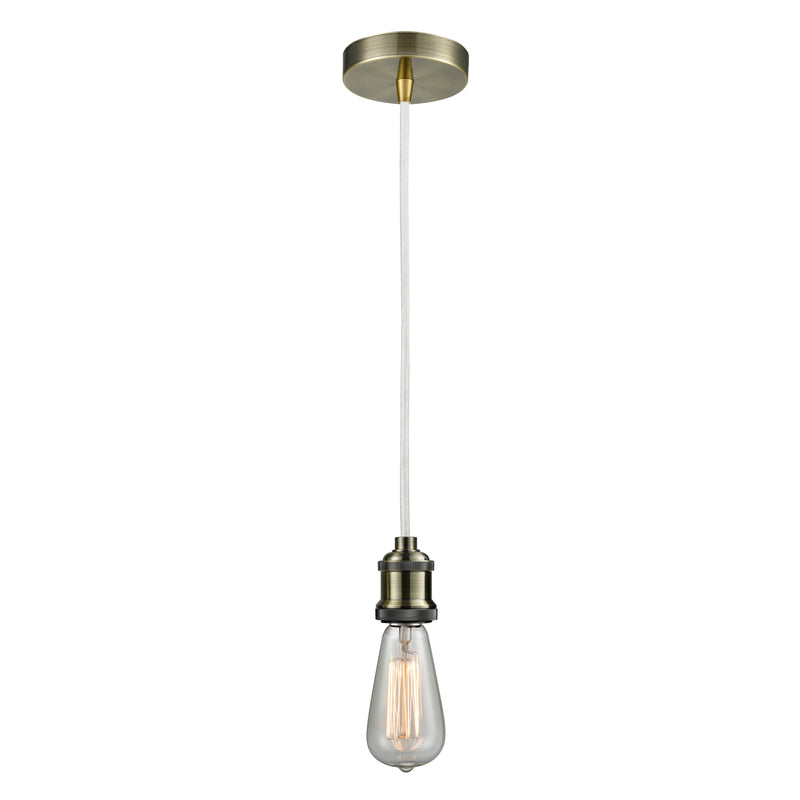 Bare Bulb Mini Pendant shown in the Antique Brass finish