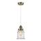 Canton Mini Pendant shown in the Antique Brass finish with a Seedy shade