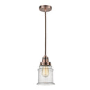 Canton Mini Pendant shown in the Antique Copper finish with a Seedy shade