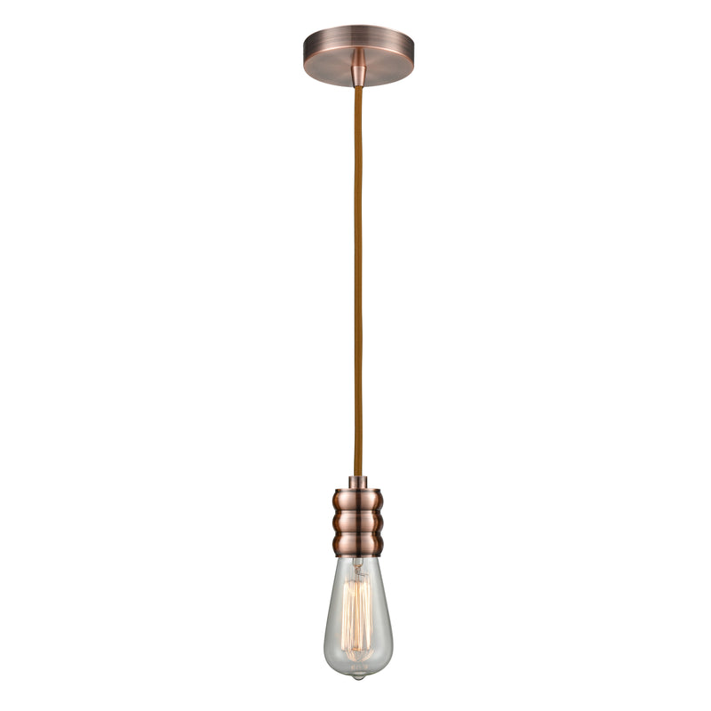 Bare Bulb Mini Pendant shown in the Antique Copper finish