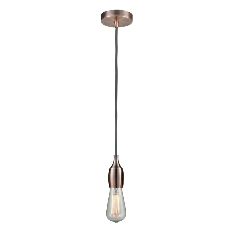 Bare Bulb Mini Pendant shown in the Antique Copper finish