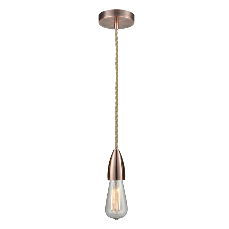 Bare Bulb Mini Pendant shown in the Antique Copper finish