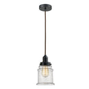 Canton Mini Pendant shown in the Matte Black finish with a Seedy shade