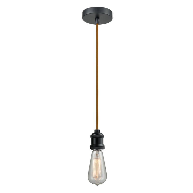 Bare Bulb Mini Pendant shown in the Matte Black finish